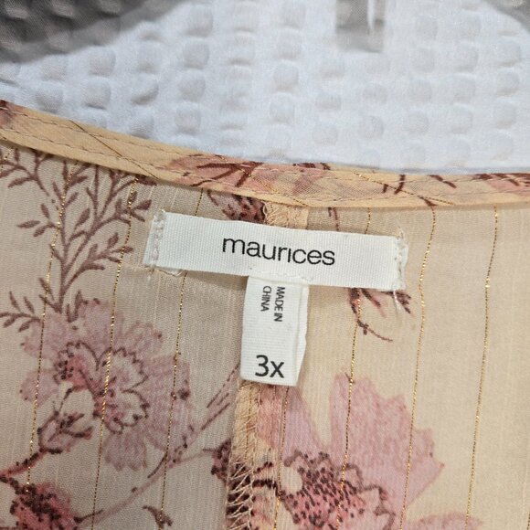 Women's Sheer Flowy Peach Color Floral Duster Kimono Hippie Boho Fairycore Flowy - Picture 5 of 7